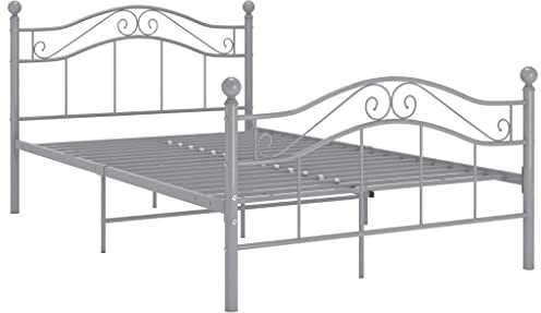 vidaXL Sängram grå metall 120x200 cm, säng, dubbelsäng, sängar, dubbelsängar