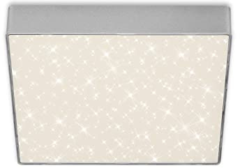 BRILONER - Lámpara de techo LED con cielo estrellado, sin marco, color de luz blanco neutro, lámpara LED, lámpara de techo, lámpara de cocina, 21,2x21,2x3,6 cm, color plateado