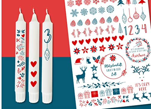 DIN A4 WEIHNACHTEN Tattoofolie - ADVENT - für Kerzen/Keramik (Skandinavisch)