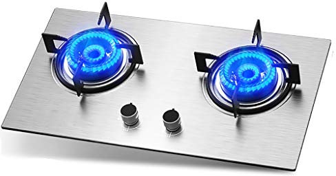 IBOWZ Tables de Cuisson à Gaz Cuisinière à gaz encastrable 71 cm 2 brûleurs en Acier Inoxydable Cuisinière au Propane/gaz Naturel,Facile à Nettoyer [Classe énergétique A] (Color : A,Size : NG)