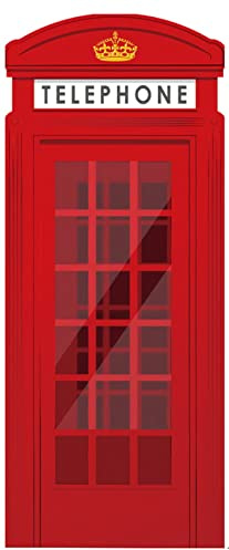 A.Monamour Türtapete Selbstklebend Türfolie Türposter 3D Rote Telefonzelle Vinyl Folie Türdeko Tapete Wandbild Türaufkleber Türtattoo 85x200cm