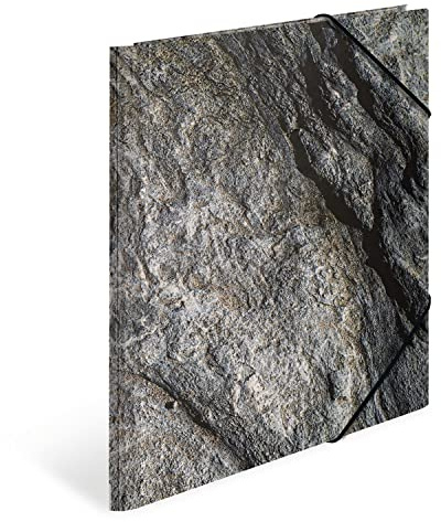 HERMA Sammelmappe A3 Natur Stein, Kinder Eckspanner-Mappe aus Pappe mit haptischer Veredelung, Motiv, Gummizug, Innenklappen und Innendruck für Jungen und Mädchen