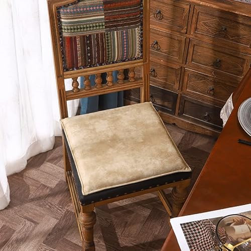 Mkuha Stuhlkissen Sitzkissen mit Reißverschluss, Wildleder Sitzauflage für Innen Büro Wohnzimmer, Gefüllte Gedächtnisschaum Latex, rutschfest, Quadrat Rechteck, Wasserdicht, Vintage Farbe,2,45x45x3cm