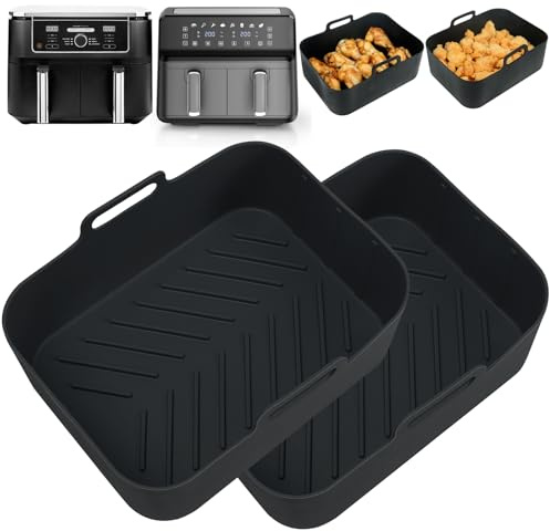 YQL Enlarge Thickened Air Fryer Silicone Liners for Ninja 9.5L/Keplin 9L | Premium Air Fryer Accessories, Oven-Safe&Microwave-Safe, Kitchen Liners Reusable for AF400UK/DZ400UK/DZ400UKSTGD/Tower Dual