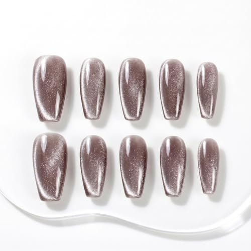 Sun&Beam Nails Handgefertigte Press-On Nails Medium Ballerina Rosé (#087 S) | Graurosé mit feinem Schimmer und glänzendem Finish, dezent edel im 10-teiligen Set