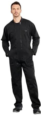 Combinaison agricole Homme Cote de Travail Homme Double Fermeture Poly Coton Noir T2 : 40/42