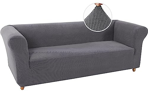 BXFUL Stretch Chesterfield Sofa Cover 1 Piece Couch Cover for Living Room Soft Non-Slip Sofa Slipcover Furniture Protector for Dogs Feature Thick Jacquard Fabric (Sofa,Grey)