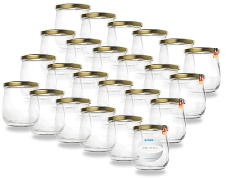 Flaschenbauer Lot de 24 bocaux polyvalents 417 ml couvercle Twist-Off – Parfaits pour confitures, miel, fruits, légumes – Diverses couleurs