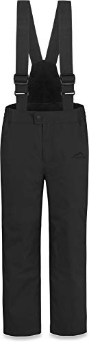 normani Kinder Thermohose Winterhose Skihose - Wasserdicht 11000 mm - für Jungen und Mädchen mit abnehmbaren Hosenträgern, verstärkten Knie- und Gesäßbereich Schwarz 158