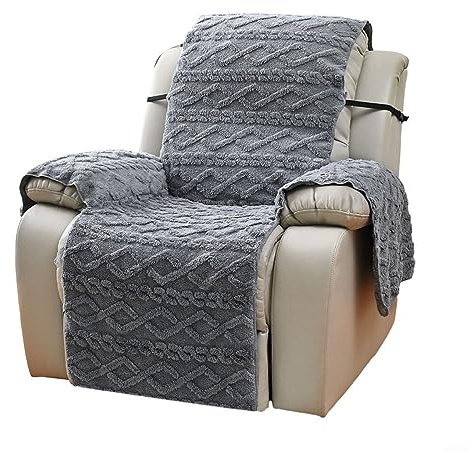 Sesselschoner Komplett Liegebezug für Massagesessel dicker doppelseitiger Jacquard Sofabezug aus Samt Nur Stuhlbezug Gray