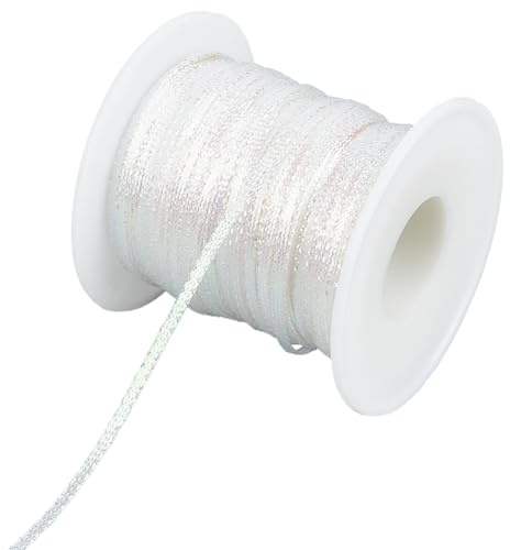 GORGECRAFT 100m Durchsichtige Dreadlock-Schnur 3mm Haarwickelseil Geflochtenes Nylonband Hiphop-Haargummi Metallisches Haar-Flechtband Schnur Mit Glitzernden Kanten Kordel Nähen von Haarverlängerungen