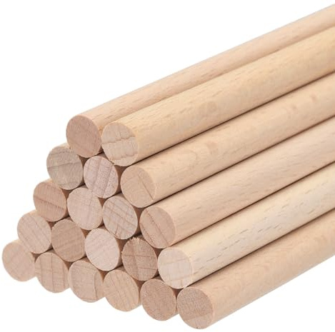 QUARKZMAN Holzdübelstangen Holzstäbe, 10cmx0.8cm Runde Holzdübelstangen für DIY, Kunstdekoration, Bastelstab, handgefertigte kleine Hausstangen, Packung mit 20 Stück