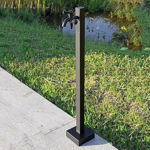 XRRJFYH Fontanelle da Giardino Acciaio Inossidabile Fontana da Giardino Esterno Moderna Rubinetti da Esterno Rubinetto Esterno (Color : D Column with dual faucet)