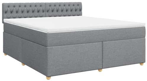 vidaXL Boxspringbett mit Matratze Hellgrau 180x200 cm Stoff