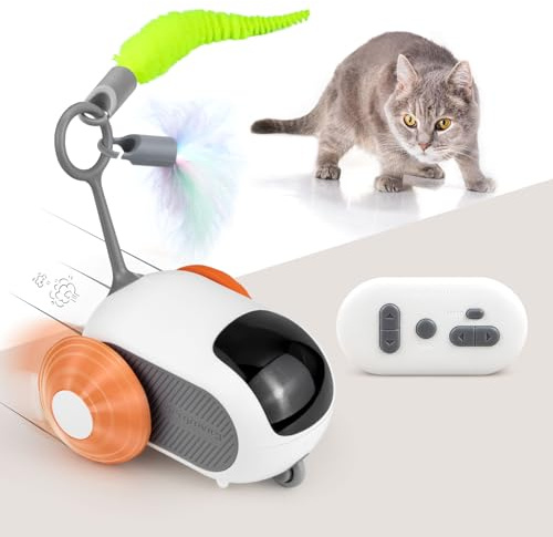 TOHDNC Juguete interactivo para gatos con mando a distancia, 2 velocidades, coche móvil automático, juguete para gatos adultos aburridos