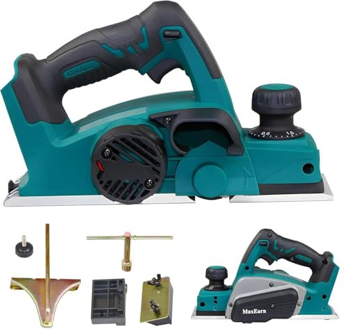Akku-Hobel Kompatibel mit Makita 18V Akku, Professional 18V Akku Hobel Handhobel Elektrohobel Einhandhobel, Hobelbreite 82 mm, Spantiefe 2 mm, 16500RPM, Hobelmaschine Holzhobelmaschine (Ohne Akku)
