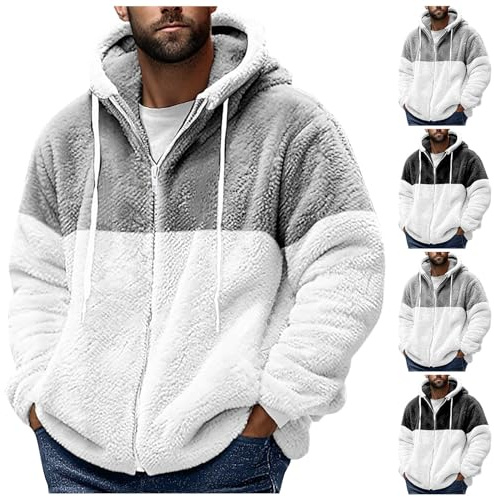 Chaqueta de forro polar para hombre, chaqueta de invierno de terciopelo de doble cara, chaqueta gruesa y cálida, ajuste con cremallera, chaqueta de felpa informal, abrigo de