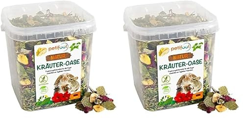 petifool Kräuter Oase 370g - Ergänzungsfutter für Nager - natürliches Nagerfutter für Kaninchen, Meerschweinchen, Hamster, Chinchilla & mehr - ohne künstliche Zusätze - 100% Natur -artgerechtes Futter