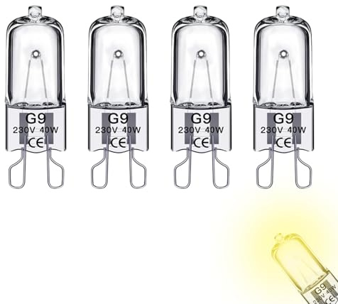 Skeadex 4 Stück G9 Backofenlampe 25W 230V, 2700K Warmweiß Glühbirne Backofen bis 300°C Hitzebeständiges, Oven Lampe für Backofen und Mikrowellen (4pcs)