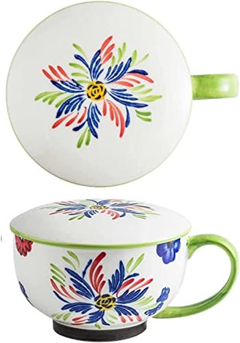 Tazas gigantes for desayuno, ensaladera, taza de sopa de cerámica, taza de sopa única, recipiente for café, té, cuencos de sopa, cuenco de sopa de cerámica gigante con tapa, taza de café grande for mi