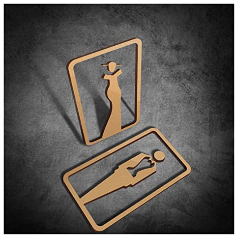 WC-Schild, Toilettenschild Modernes Toilettenschild for Männer und Frauen, Badezimmer-Türschilder, Toiletten-WC-Schilder, 200 x 110 x 3 mm(Gold)