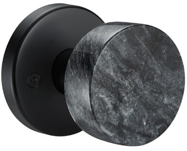 dairazan Moderner grauer Marmor-Türknauf mit mattschwarzer Basis, Türgriff für Flur und Schrank, nicht verriegelndes Design (grau, Durchgang)