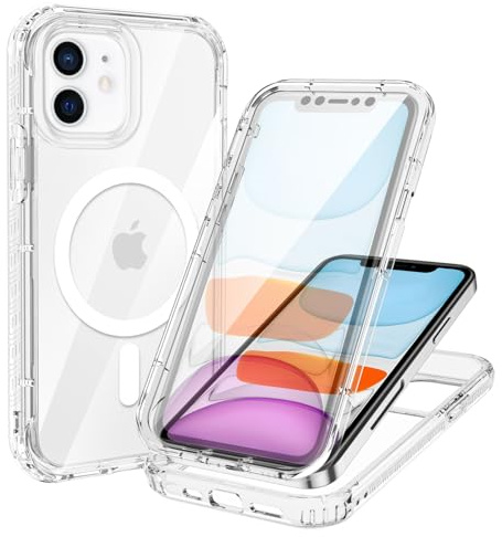 XTCASE für iPhone 11 Hülle Magnetisch Kompatibel mit Magsafe, 360 Grad Ganzkörper Schutzhülle mit eingebauter Displayschutzfolie, Stoßfest Kratzfeste Nie Vergilbung FallSchutz, Transparent