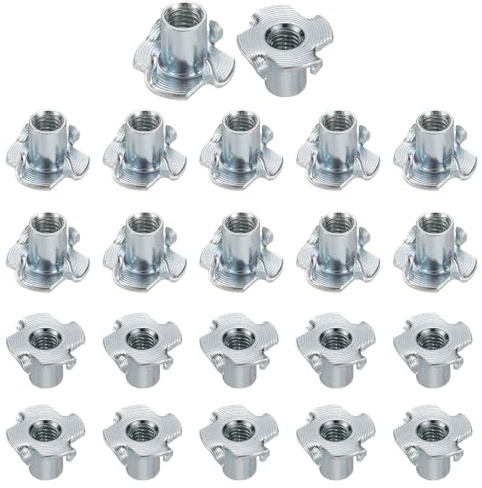 QUARKZMAN M6x12mm Écrous En T 4 Pointes Écrou En T 0.69 x 0.47 Inserts En Acier Carbone Filetés Pour Bois, Prises D'Escalade, Menuiserie, Meubles 50pcs