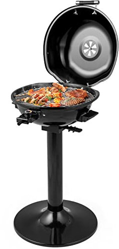 TANGZON Electric BBQ Grill - 1600W Non-Stick Cooking Surface With Adjustable Temperature & Drip Tray, Indoor Outdoor Portable Stand for Cookout Barbecues Patio Party (Black)