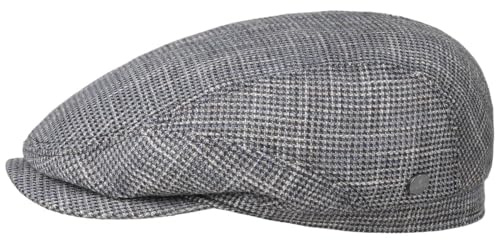 LIERYS Namarra Flat Cap Driver Baumwolle Leinen Schurwolle Herren Frauen blau-weiß L (58-59 cm)