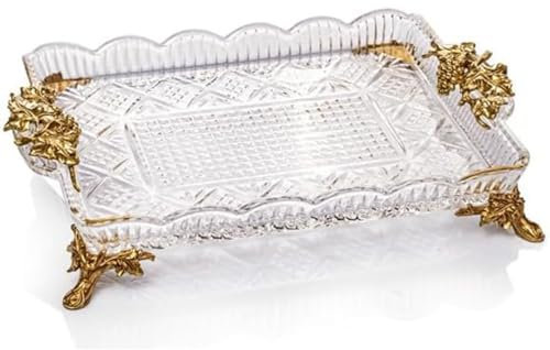 LAHTIQWE Candy dish Crystal Glass with Copper Fruit Plate Fruit Plate Home Living Room Creative Red Wine Glass Tray