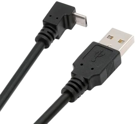 NFHK 90 Grad nach unten abgewinkeltes Micro-USB-5-Pin-auf-USB-2.0-Typ-A-Daten- und Ladekabel für Telefon-Tablet-Kamera, 20 cm