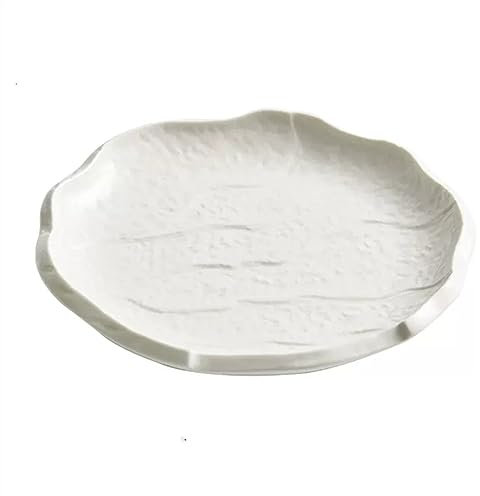 Assiettes Service de Table Assiette en céramique blanche Pure, assiette irrégulière, assiette à Dessert, vaisselle de maison, assiette à salade, assiette Plate de café Assiette(L)
