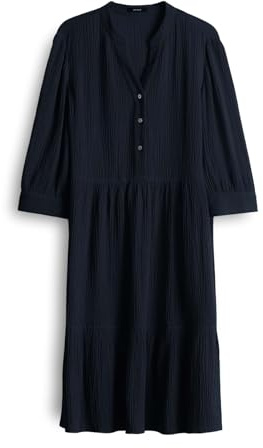 OPUS Damen Minikleid | Volantkleid WOLKA in weich fallender Crash-Optik Coal Blue, 40