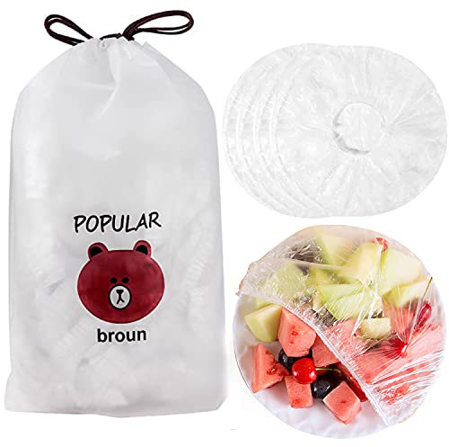 Cuffie per alimenti e pellicole per cucina - 100 pezzi - Sacchetti di plastica riutilizzabili per alimenti, coperchi elastici per contenitori, materiale di alta qualità, dimensioni universal