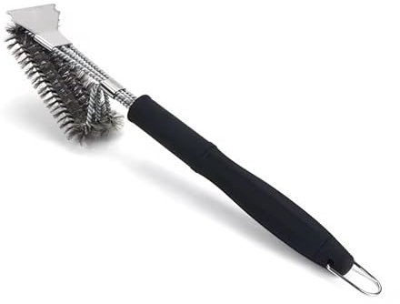 Brosse de nettoyage en acier inoxydable - Poils denses en acier inoxydable - Poignée extra longue en polypropylène - Pour barbecue à gaz, charbon de bois, barbecue sphérique, barbecue électrique