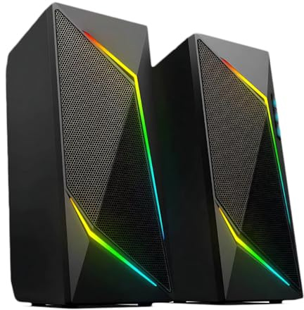 BERSERKER Altavoz Gaming RGB 2.0, 6W RMS, Iluminación LED, Conexión USB y Jack 3.5mm, Negro
