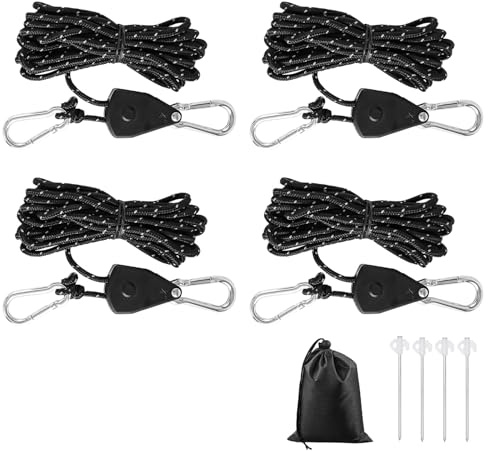 Trinquete de Cuerda Ajustable, Tensores para Toldos, 4 Piezas de trinquete de Cuerda Ajustable de 4 mm, Gancho de trinquete Ajustable Utilizado para Camping de tiend