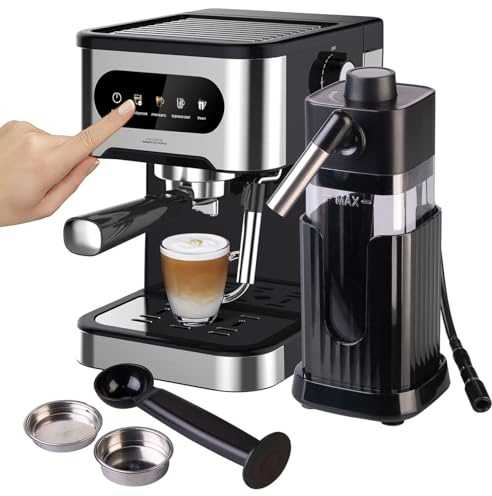 Cucina di Modena Espressomaschinen: Espresso-Siebträgermaschine mit Milchaufschäumer und Milchtank (Kaffeemaschinen, Siebträger Kaffeemaschine, Tasse)