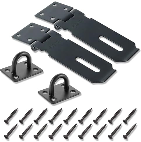 XIYING 2 Pcs Shed Door Latch, Hasp Lock, Shed Door Lock Padlock Latch Catch for Doors, Windows, Cabinets, Pet Cages, Lockers Etc(Black)