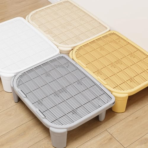 Cat Litter Ramp for Kitten Litter Box,9cm High Footboard Double Layer Cat Litters Step Tray Litters Trapper with Filter Function,Easy Cleaning (White)