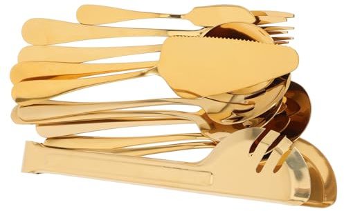 LIFKOME Cubiertos Reutilizables de Acero Inoxidable Utensilios para Servir Tenedores Cucharas y Espátula para Pasteles Cubertería Occidental para Restaurante y Hogar de Doradas