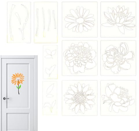 Large Flower Stencils - 30x30cm Large Bright Pattern Reusable PET Template Decorative Flower Stencil with Layered Design | Painting for Walls, Wood, Fences, Garden, Art and Outdoor Art