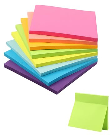 Acual Sticky Notes 400 Stück,76x76 mm,Farbige Haftnotizen 8 Blöcke
