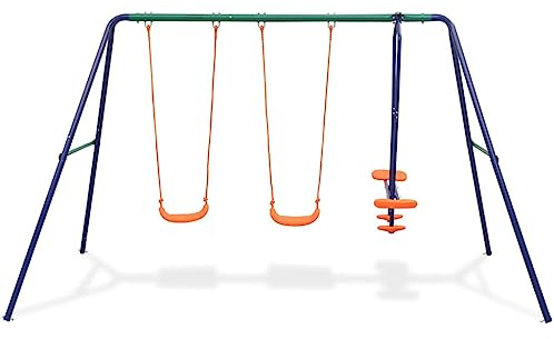 Genérico Juego de Columpios con 4 Asientos Naranja,Juegos y Juguetes,Estructuras para Juegos al Aire Libre,Columpios y estructuras de juegos-91358