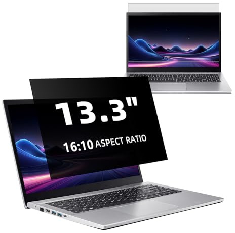 Filtre de Confidentialité 13,3 Pouces 16:10 pour Ordinateur Portable | KiimLaa Protection d'écran Amovible Anti-Reflet, Anti Lumière Bleu, Anti Espion pour Acer/HP/Dell/Lenovo/ASUS (287.6mm×180mm)