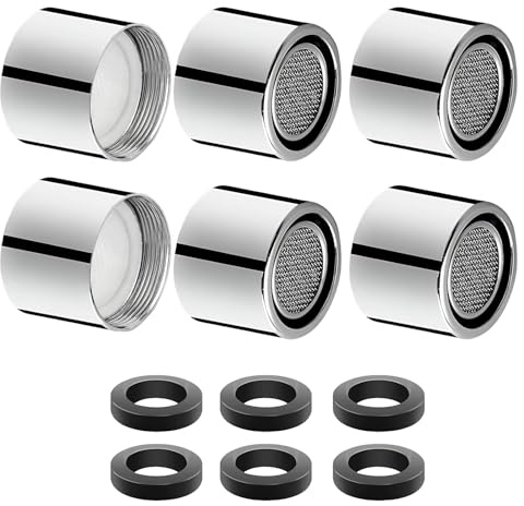 Stalora 6 Stück Strahlregler M22, Wasserhahn, Sieb Aufsatz für Küche und Bad, Innengewinde Wasserhahnfilter, Wassersparer Zubehör, Verchromt(22mm Innengewinde)