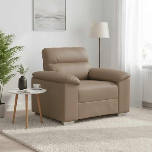 Yisssmeng Kunstleder Relaxsessel Cappuccino-Braun 100 x 81 x 84 cm mit dick gepolstertem Sitz Komfortabler Lesesessel mit Metallgestell für Wohnzimmer Büro und Gästezimmer