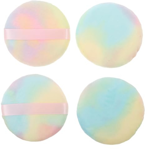 VICASKY Piumino da Cipria Grande 10,5 Cm Set 4 Pezzi, Morbido Piumino per Trucco Riutilizzabile Lavabile, Cuscino per Cipria Secco per Viso e Corpo, Strumento Multifunzionale per