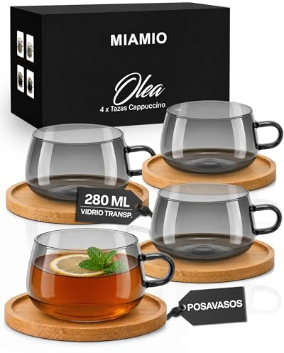 MIAMIO - Cappuccino- och teglas av borosilikat - Olea (Grå)
